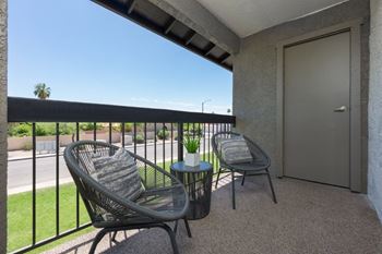 Private patio or balcony with storage